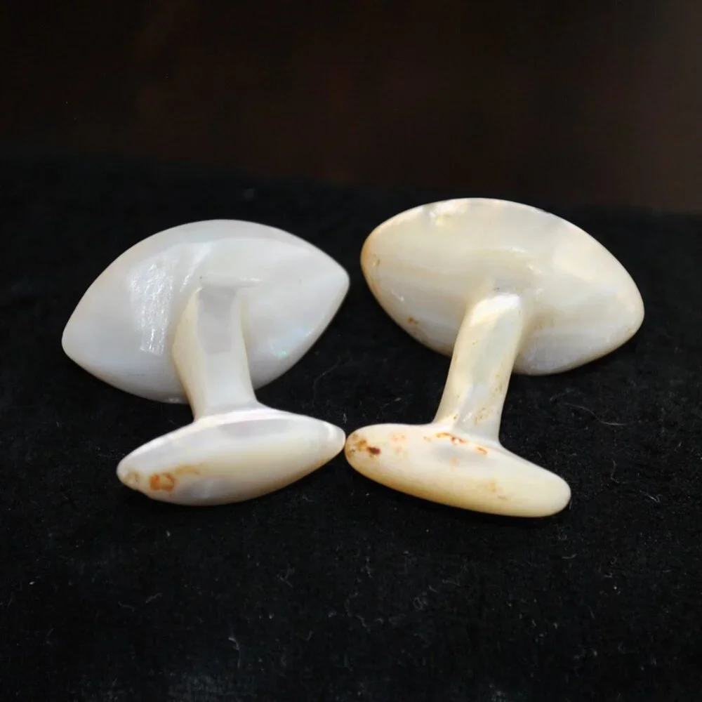 Antique Carved Mother of Pearl Shell Cufflinks
